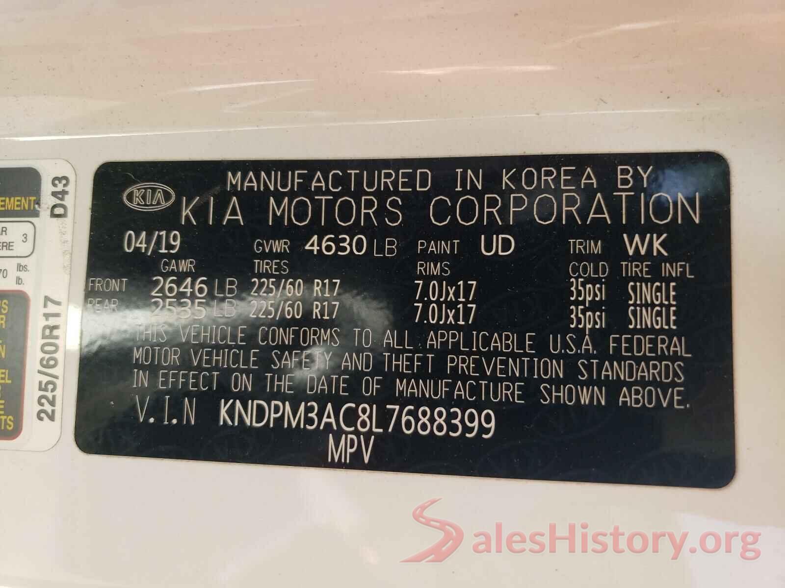 KNDPM3AC8L7688399 2020 KIA SPORTAGE