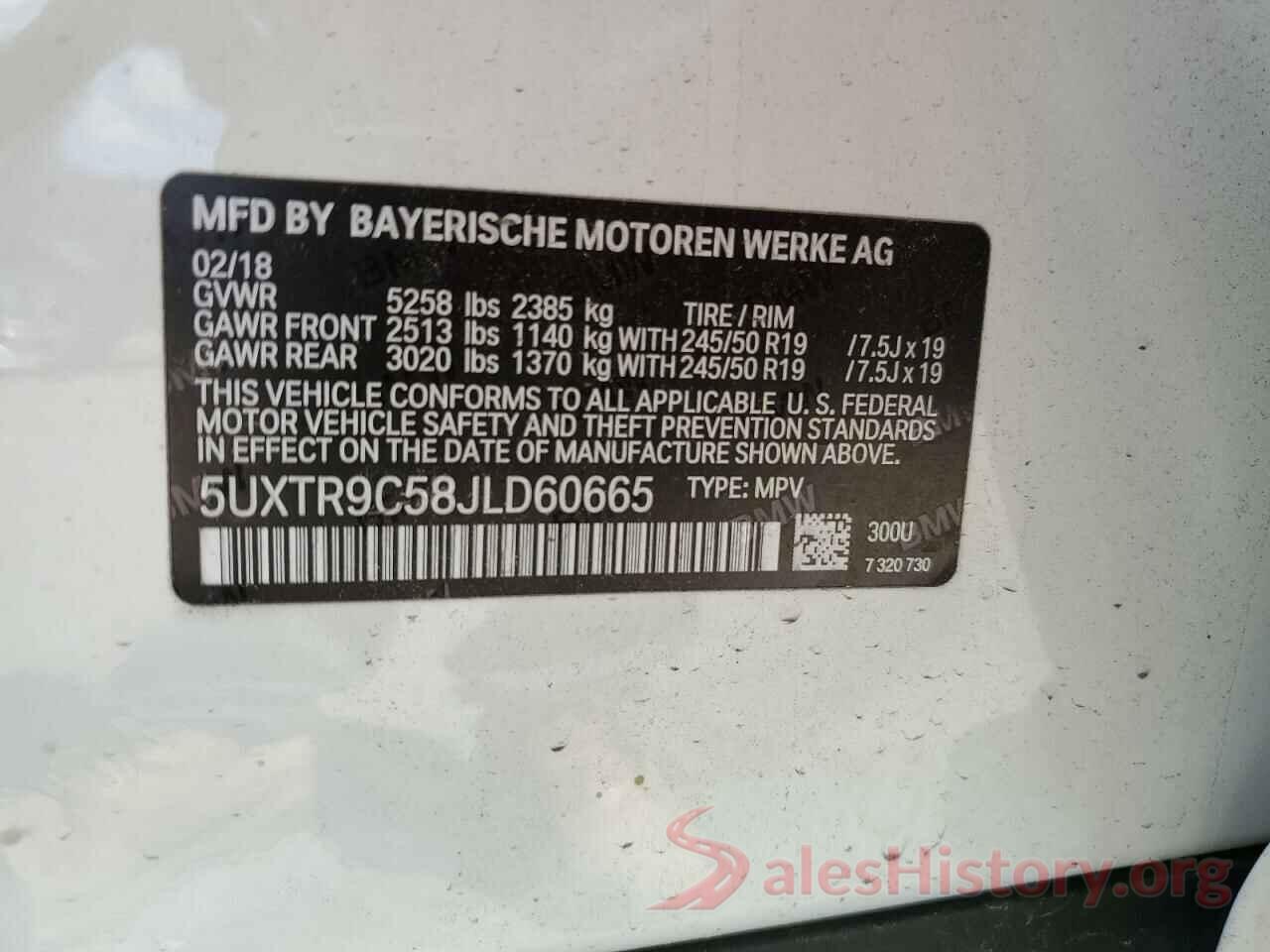 5UXTR9C58JLD60665 2018 BMW X3