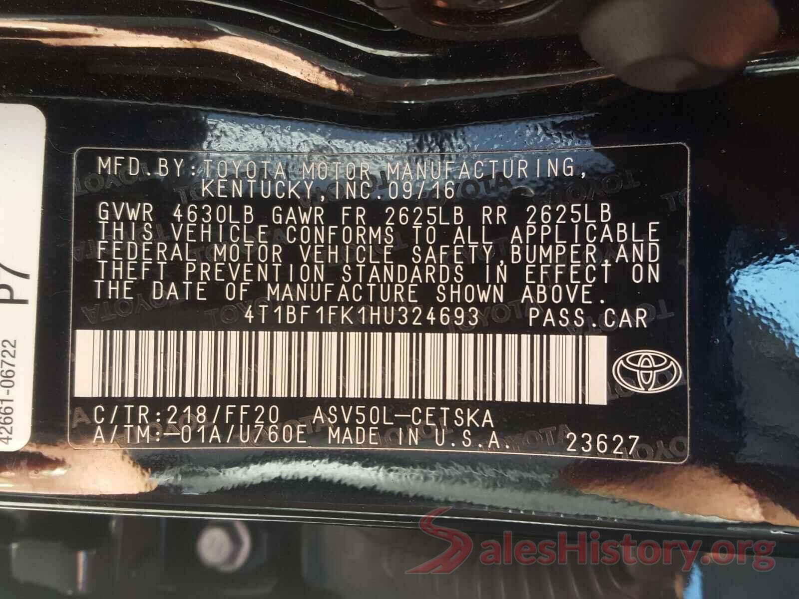 4T1BF1FK1HU324693 2017 TOYOTA CAMRY