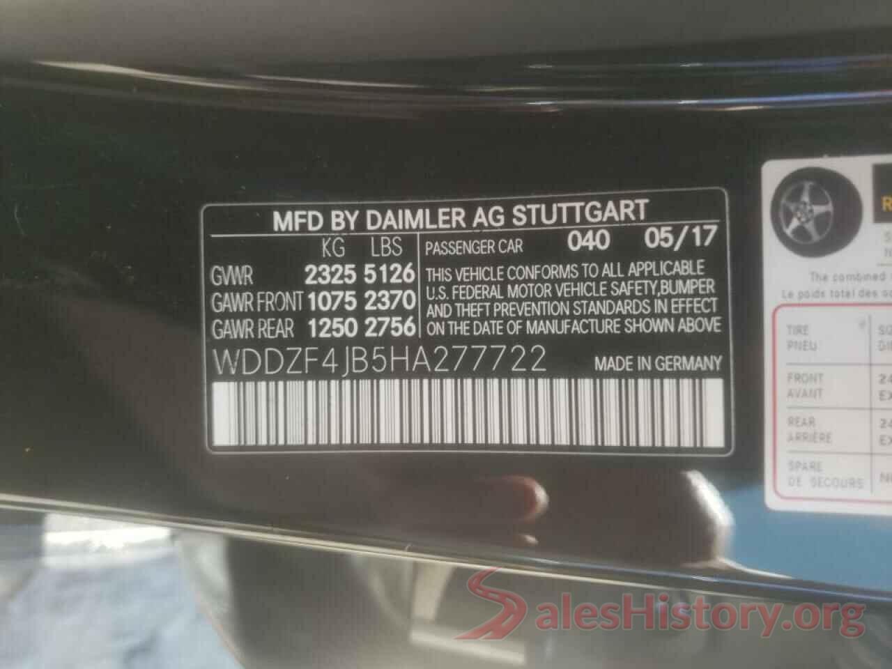 WDDZF4JB5HA277722 2017 MERCEDES-BENZ E-CLASS