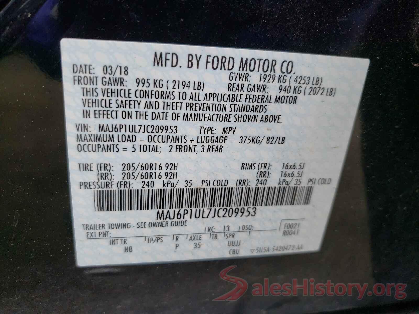 MAJ6P1UL7JC209953 2018 FORD ALL OTHER