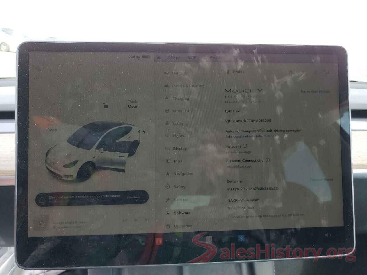 7SAYGDEE9NA019908 2022 TESLA MODEL Y