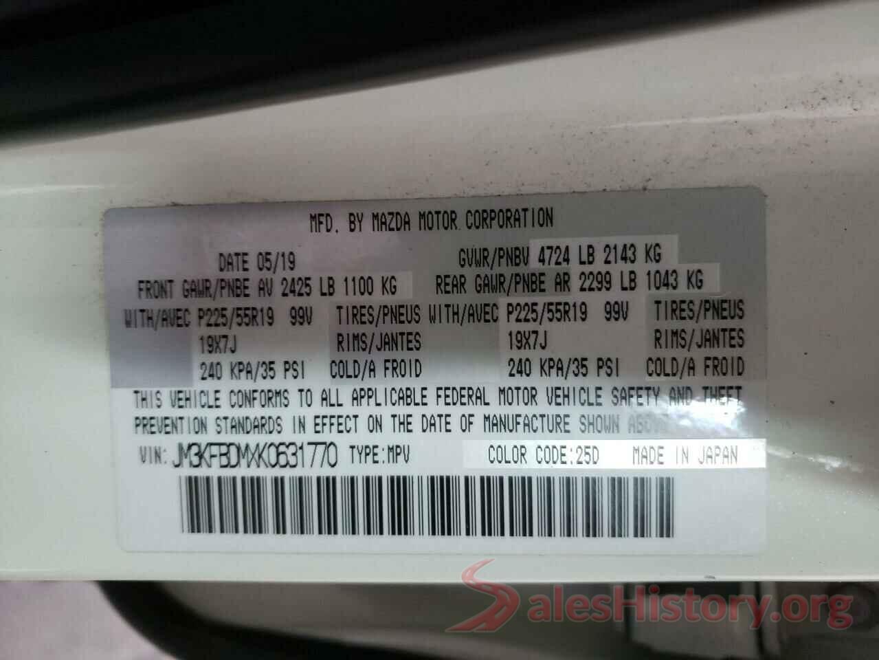 JM3KFBDMXK0631770 2019 MAZDA CX-5