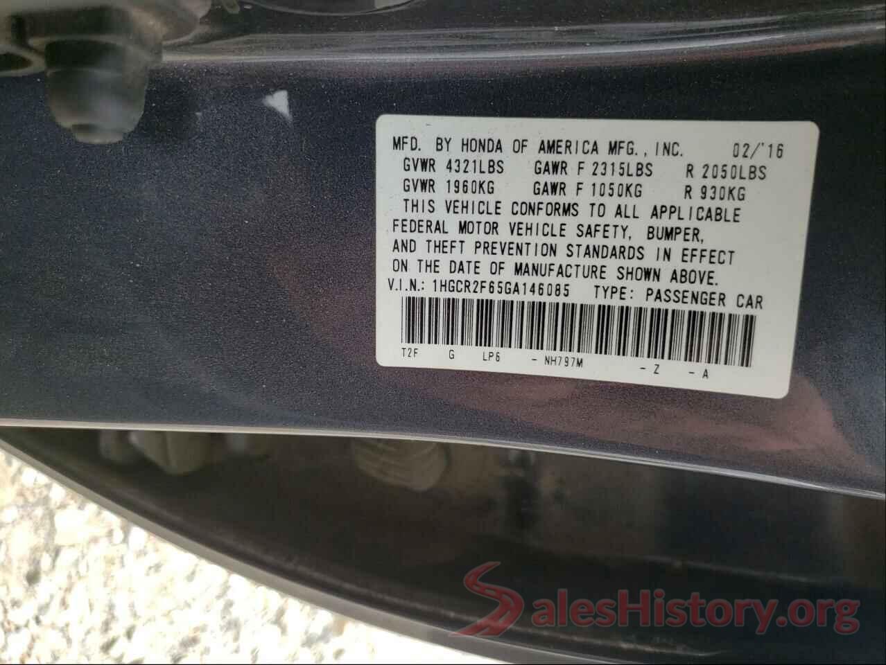 1HGCR2F65GA146085 2016 HONDA ACCORD