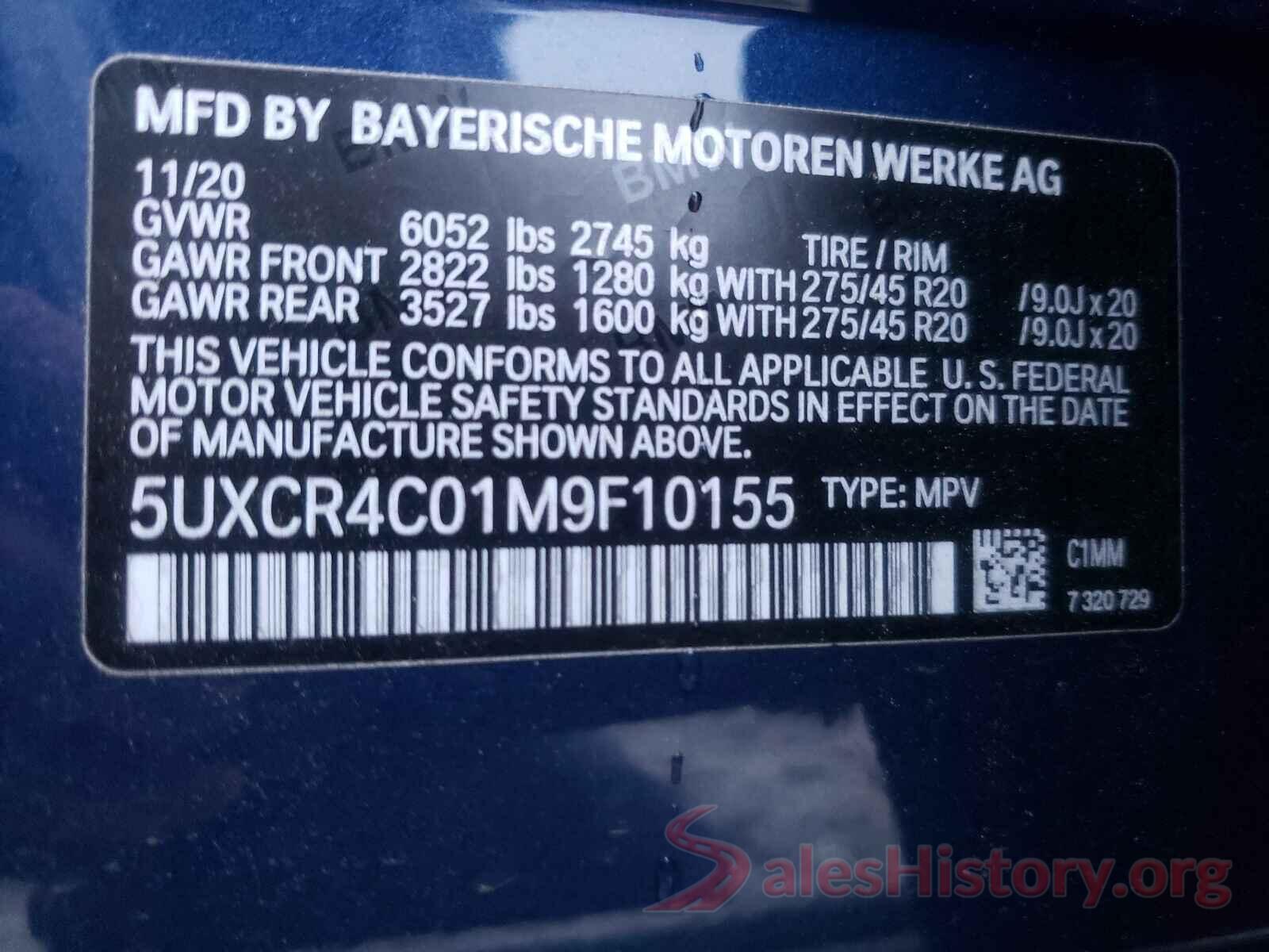 5UXCR4C01M9F10155 2021 BMW X5