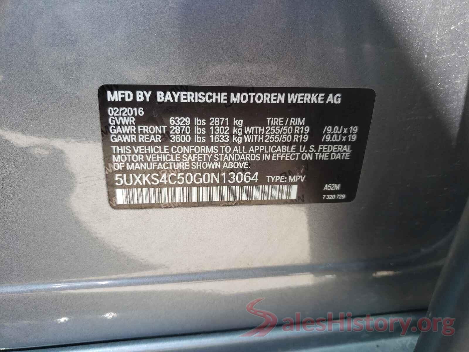 5UXKS4C50G0N13064 2016 BMW X5