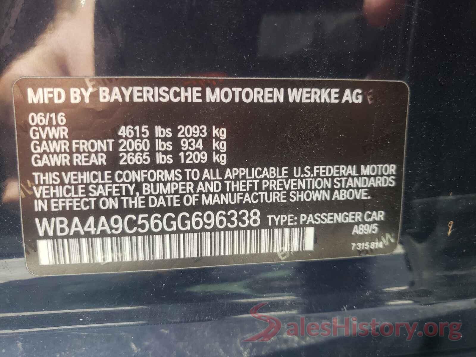 WBA4A9C56GG696338 2016 BMW 4 SERIES