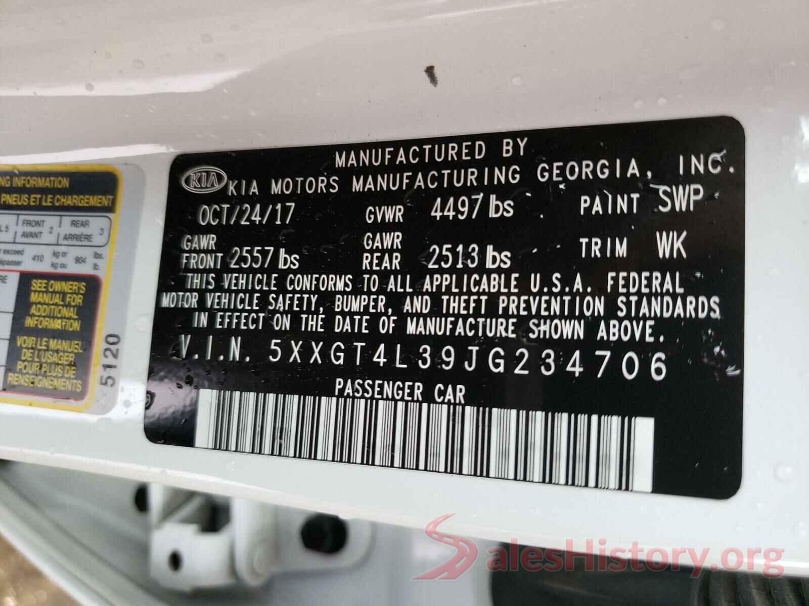 5XXGT4L39JG234706 2018 KIA OPTIMA