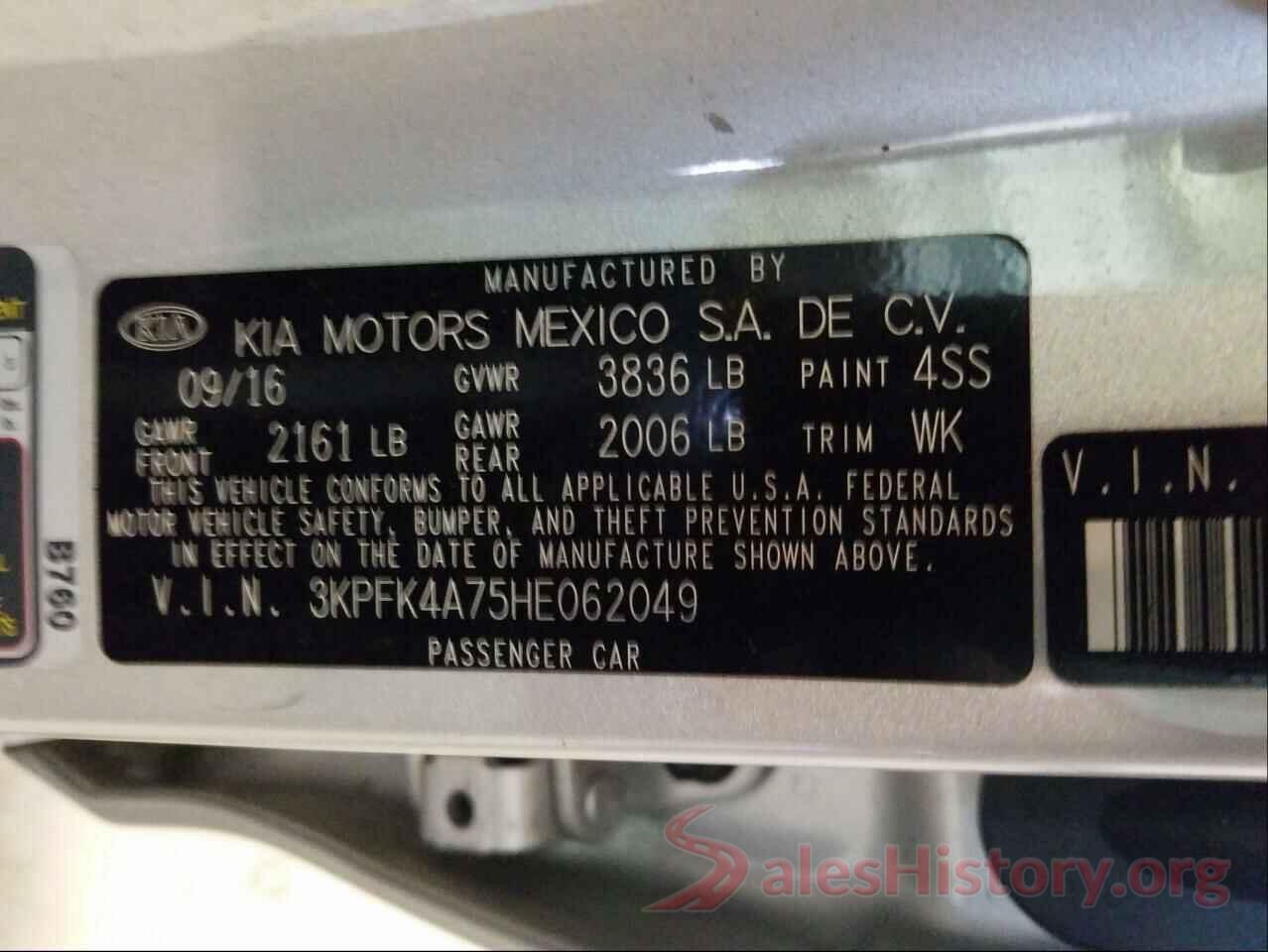 3KPFK4A75HE062049 2017 KIA FORTE