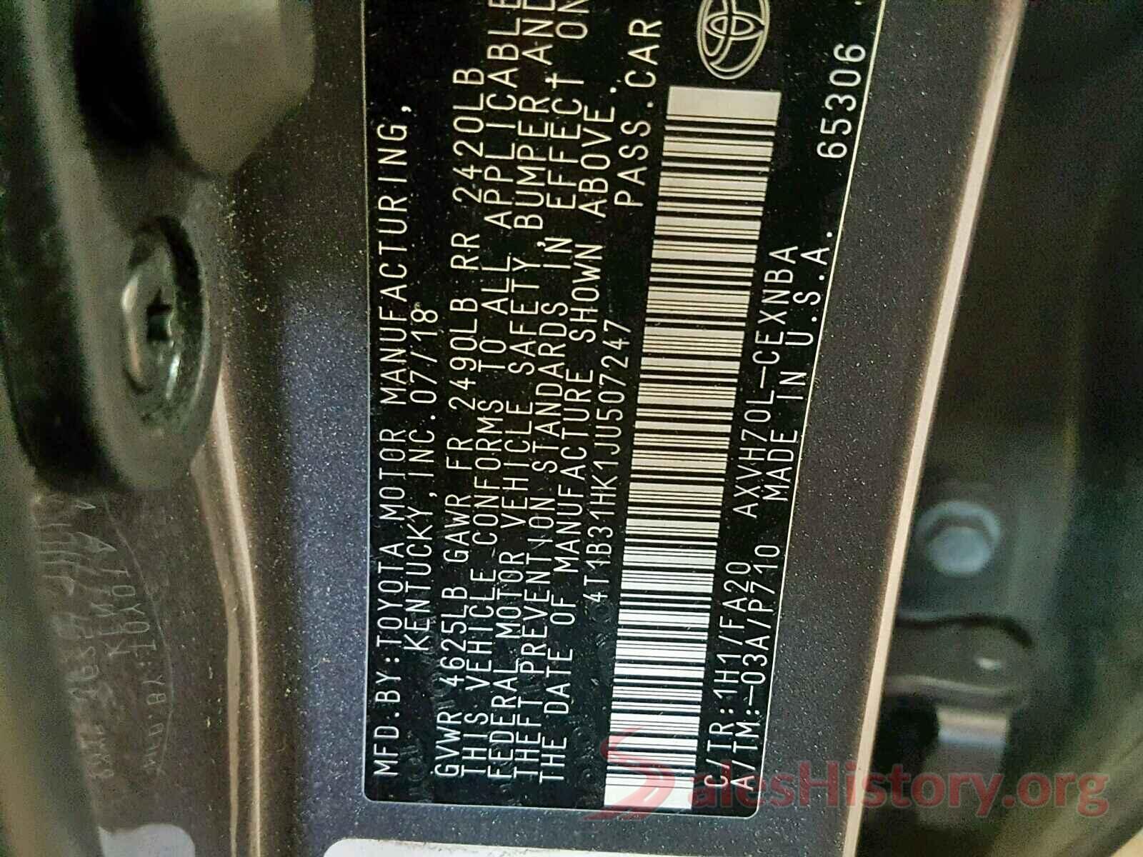 4T1B31HK1JU507247 2018 TOYOTA CAMRY