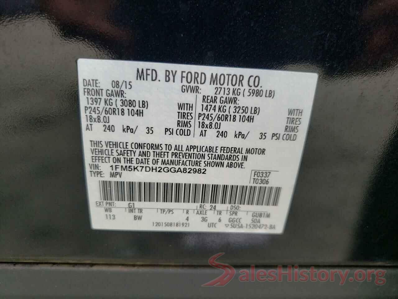 1FM5K7DH2GGA82982 2016 FORD EXPLORER