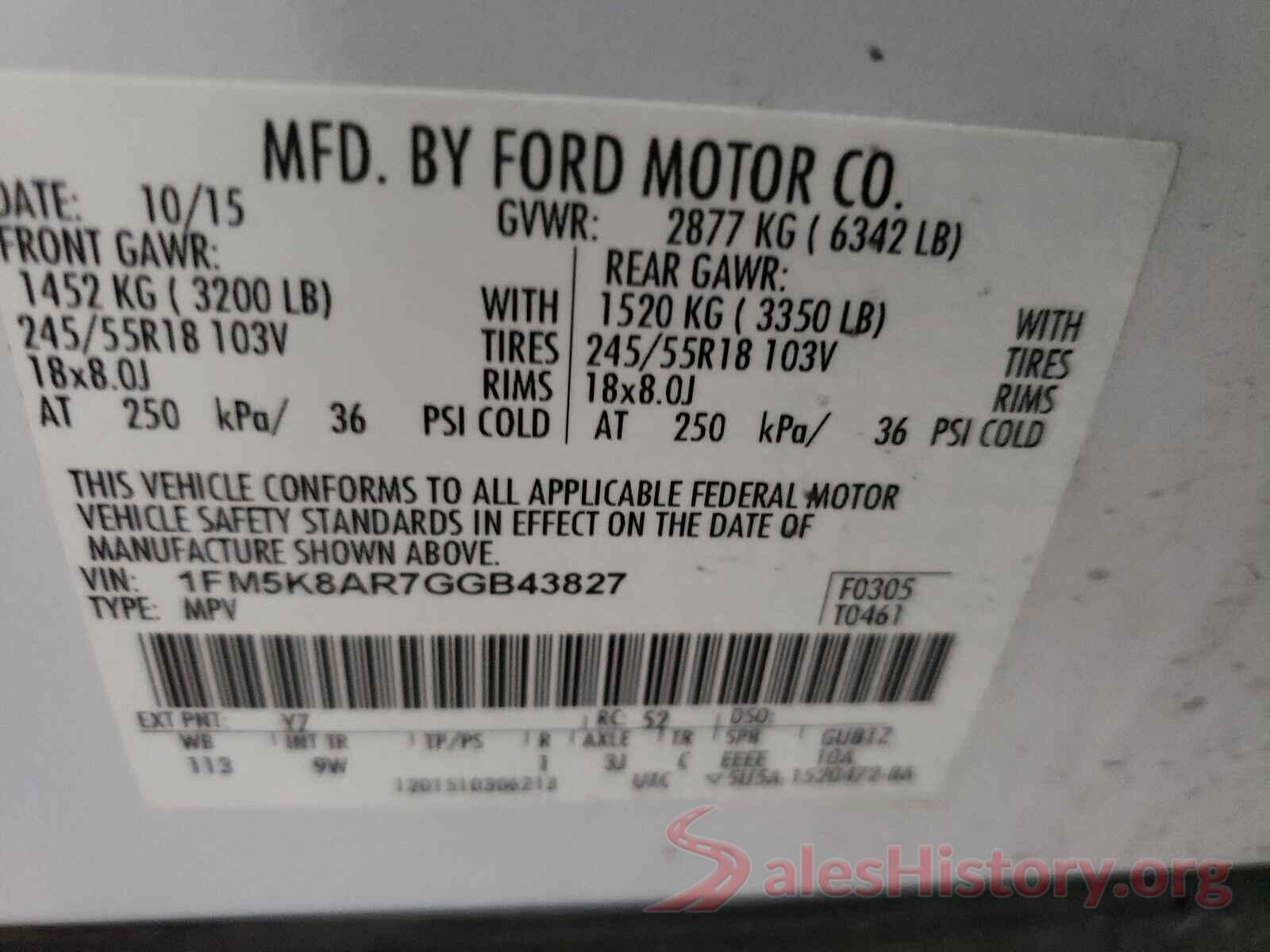 1FM5K8AR7GGB43827 2016 FORD EXPLORER