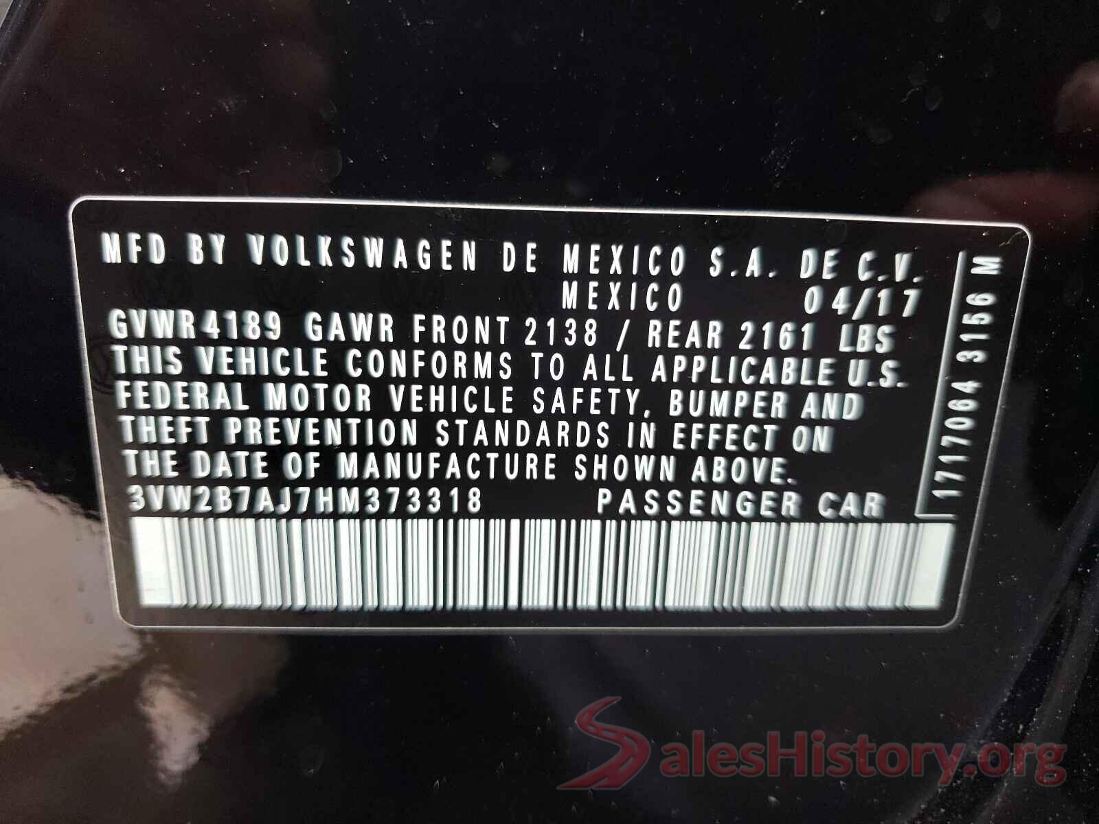 3VW2B7AJ7HM373318 2017 VOLKSWAGEN JETTA