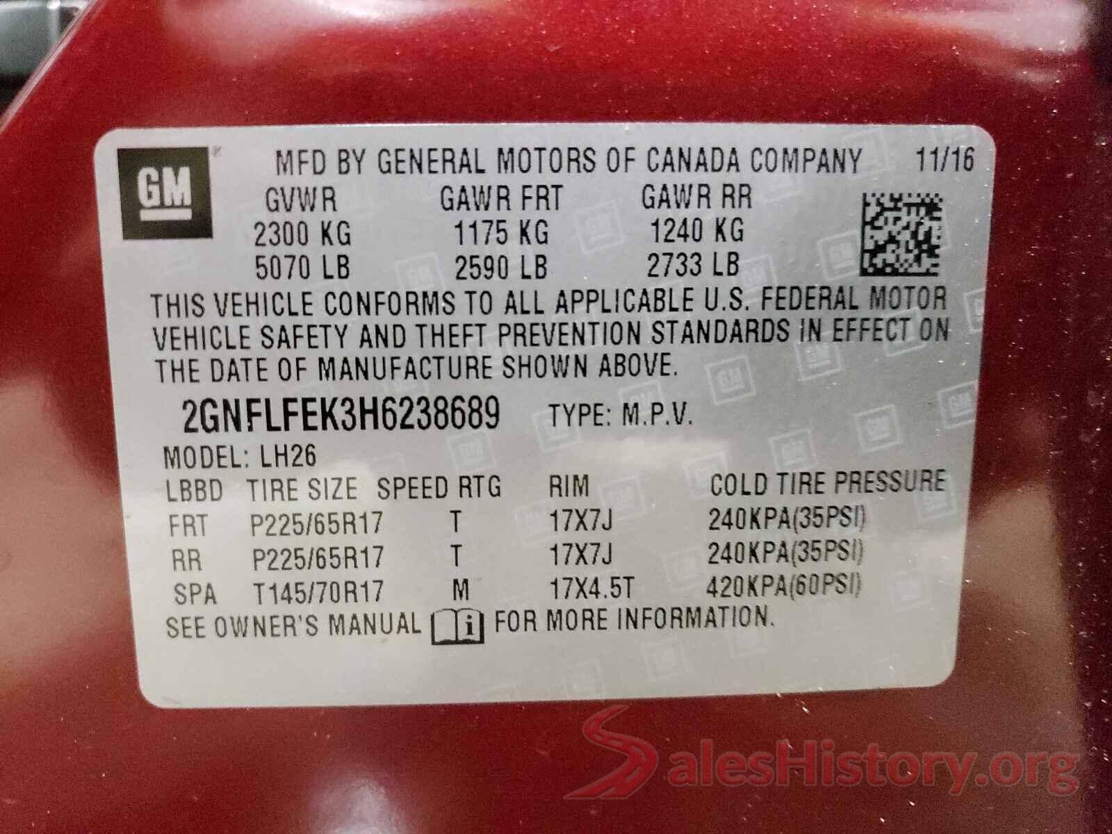 2GNFLFEK3H6238689 2017 CHEVROLET EQUINOX