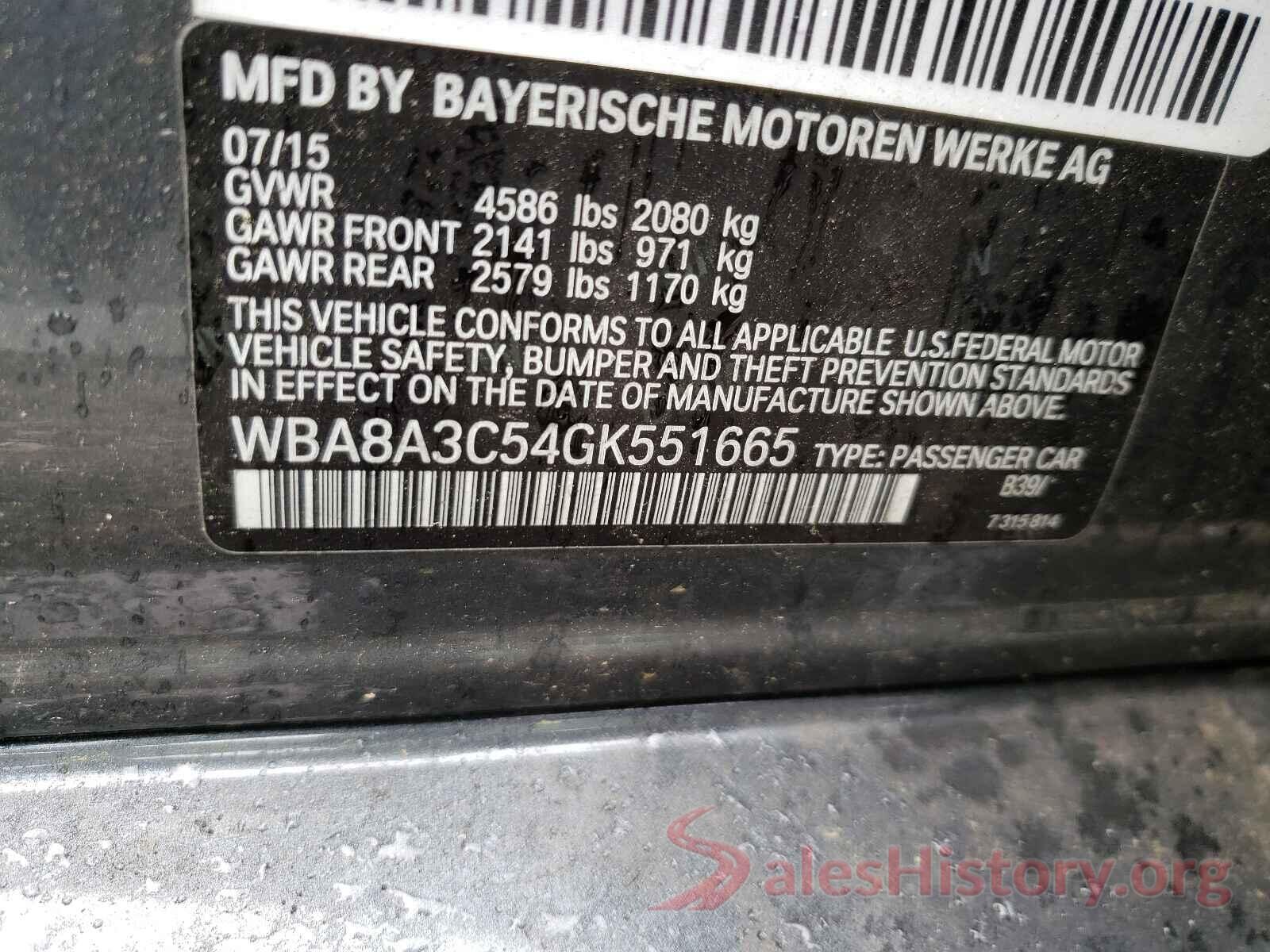 WBA8A3C54GK551665 2016 BMW 3 SERIES