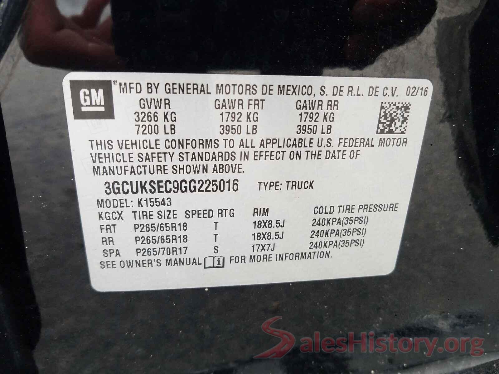 3GCUKSEC9GG225016 2016 CHEVROLET SILVERADO