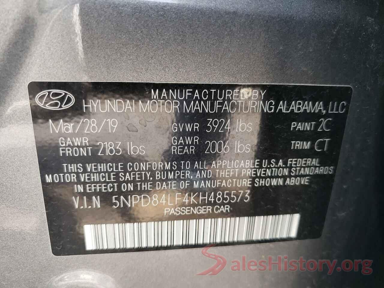 5NPD84LF4KH485573 2019 HYUNDAI ELANTRA