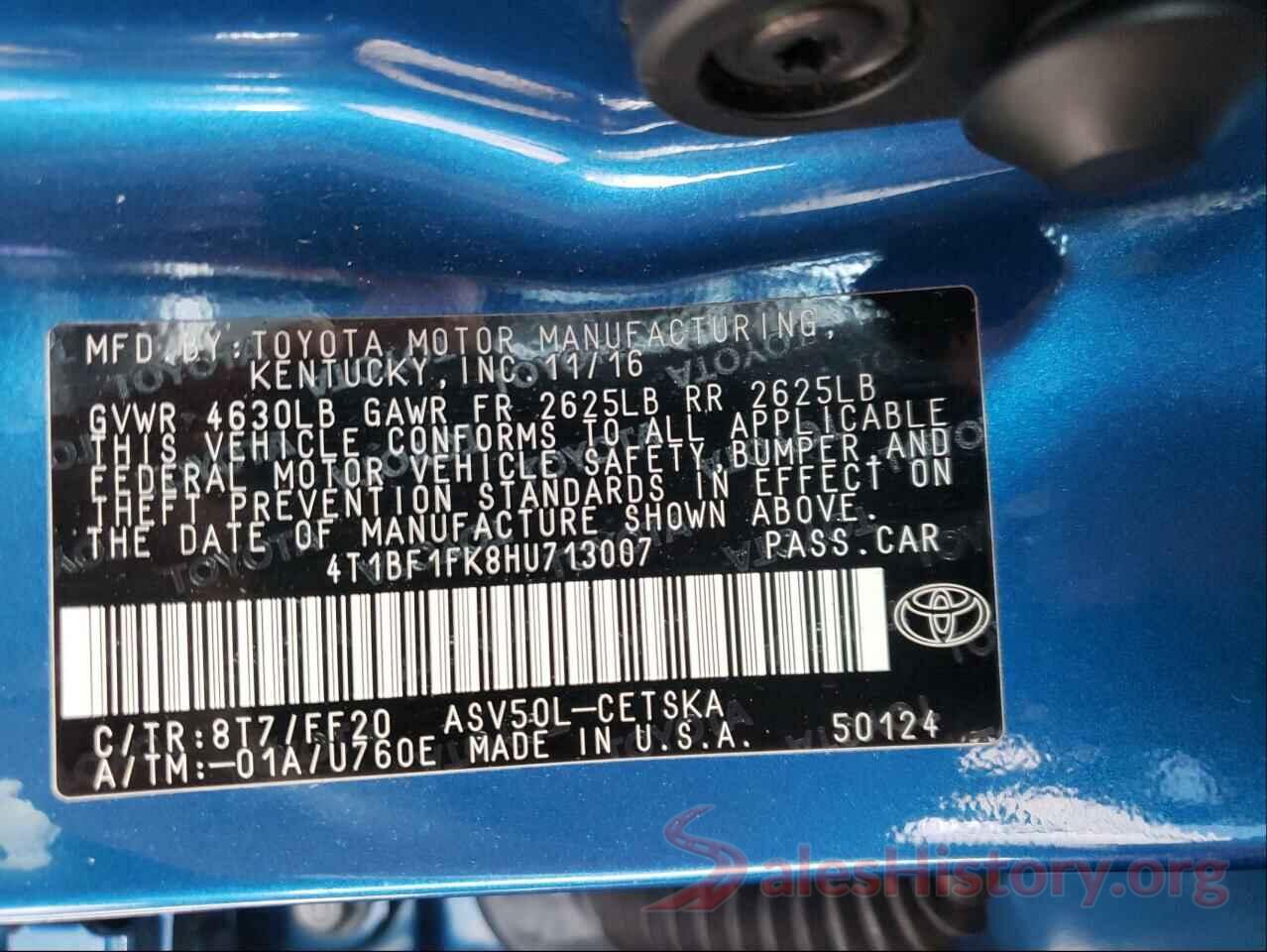 4T1BF1FK8HU713007 2017 TOYOTA CAMRY