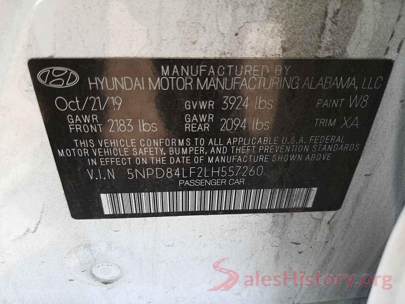 5NPD84LF2LH557260 2020 HYUNDAI ELANTRA