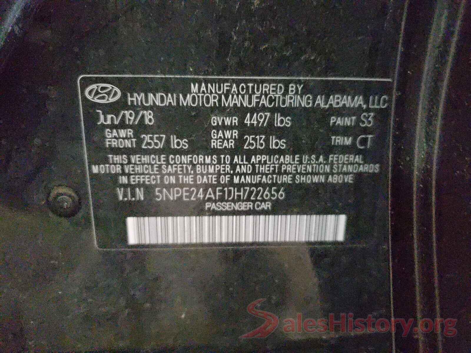 5NPE24AF1JH722656 2018 HYUNDAI SONATA