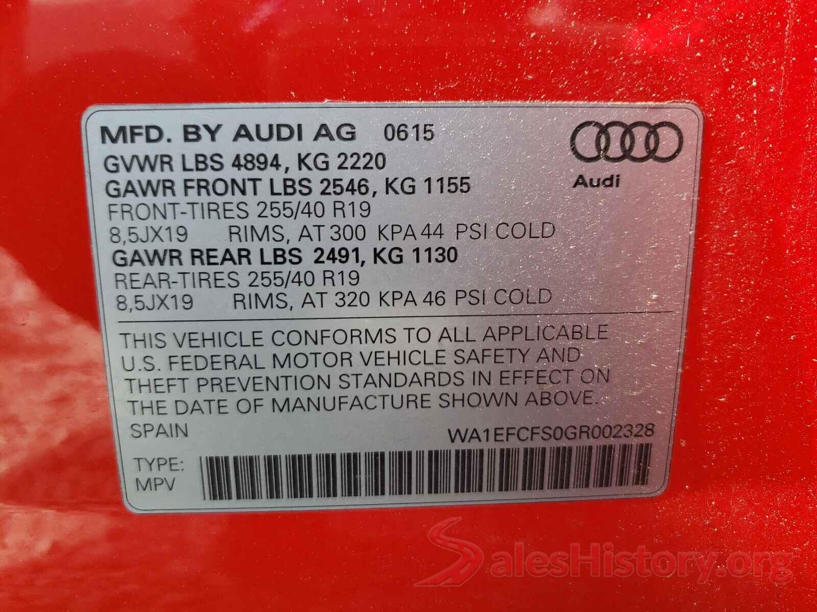 WA1EFCFS0GR002328 2016 AUDI Q3