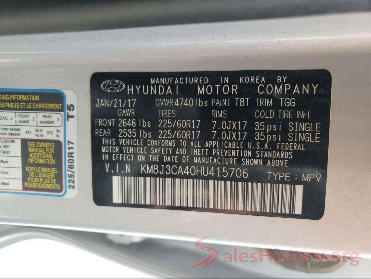 KM8J3CA40HU415706 2017 HYUNDAI TUCSON