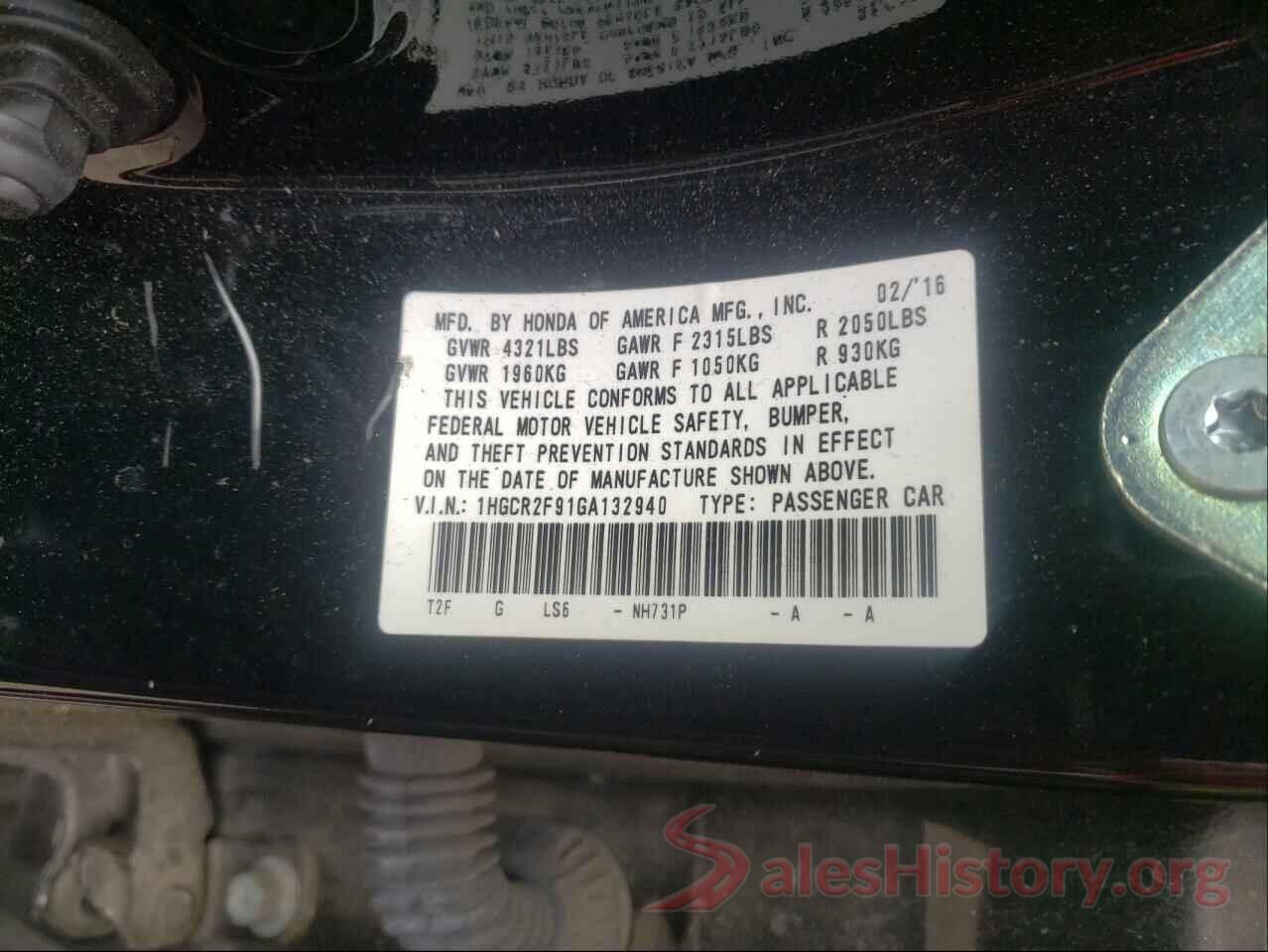 1HGCR2F91GA132940 2016 HONDA ACCORD