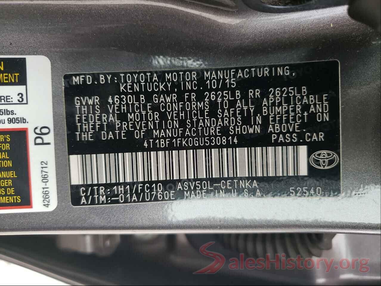 4T1BF1FK0GU530814 2016 TOYOTA CAMRY