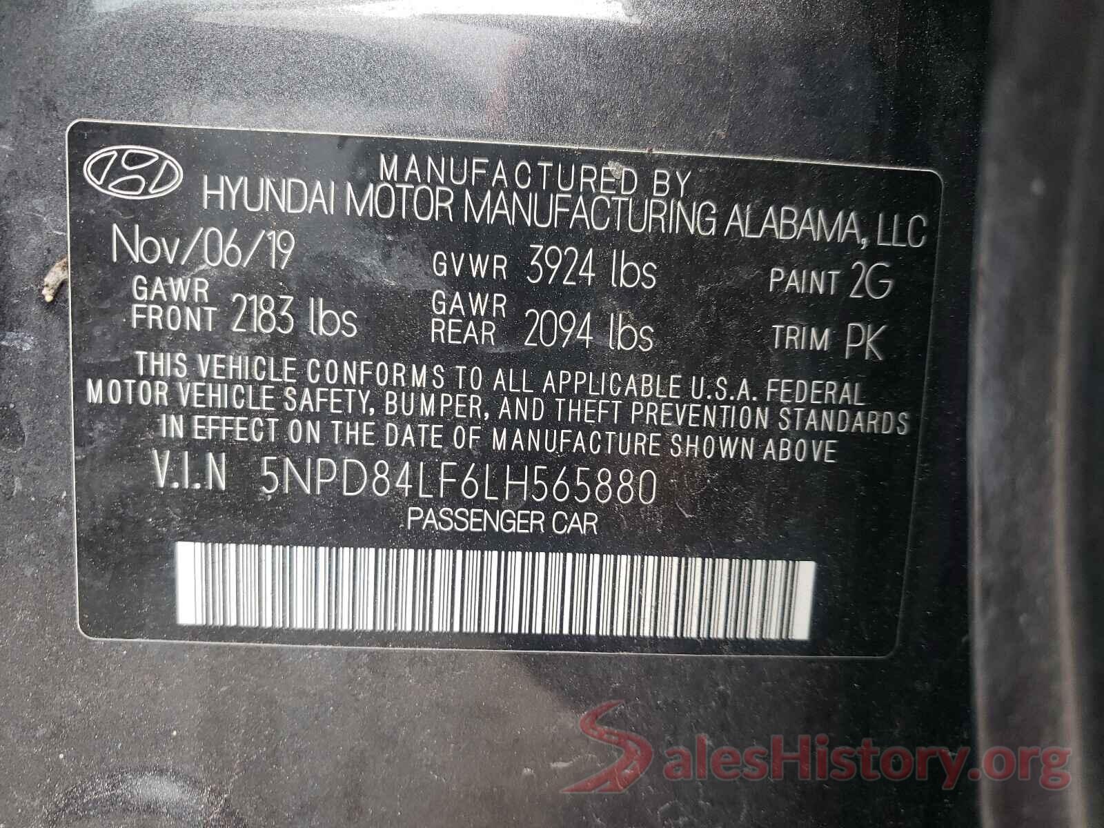 5NPD84LF6LH565880 2020 HYUNDAI ELANTRA