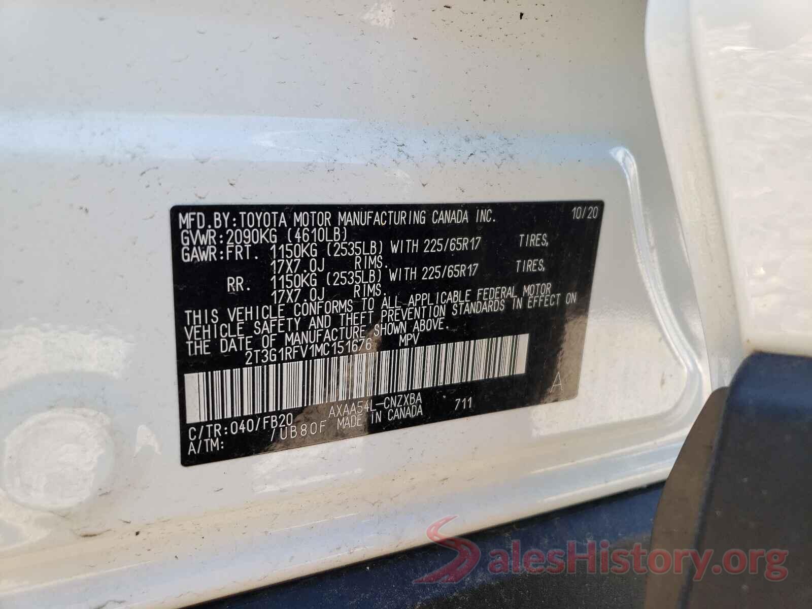 2T3G1RFV1MC151676 2021 TOYOTA RAV4