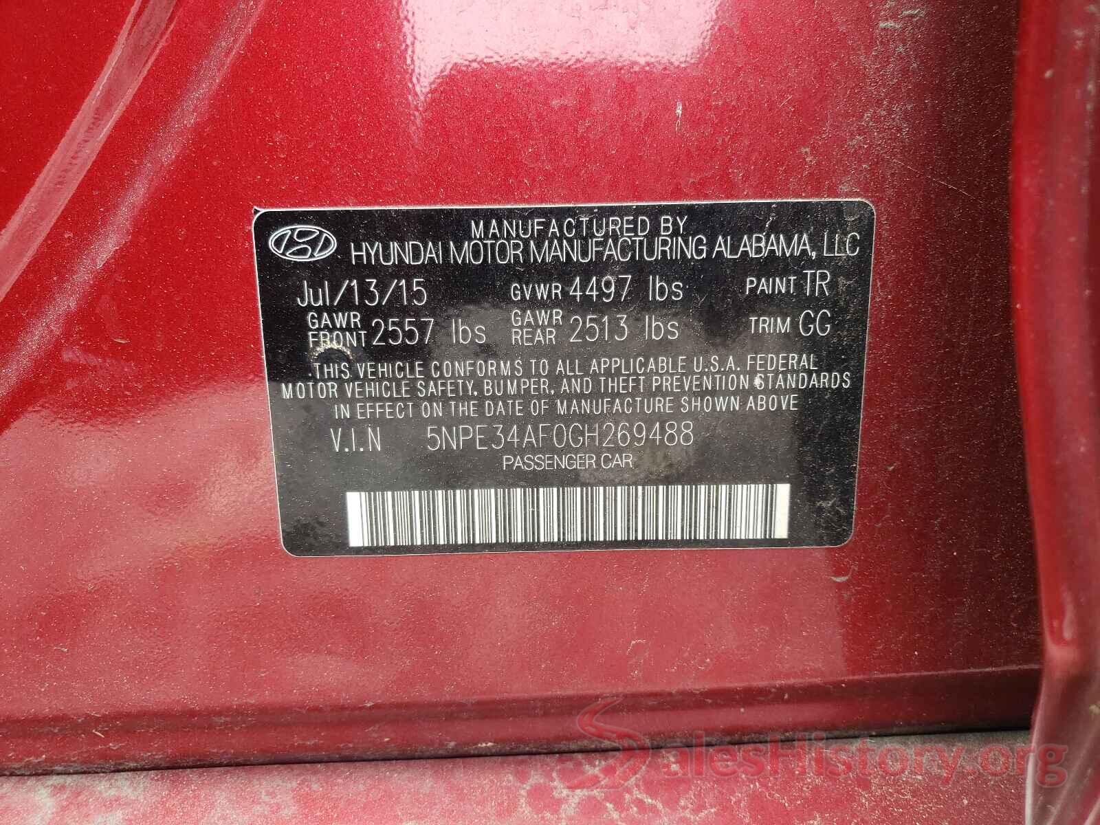 5NPE34AF0GH269488 2016 HYUNDAI SONATA