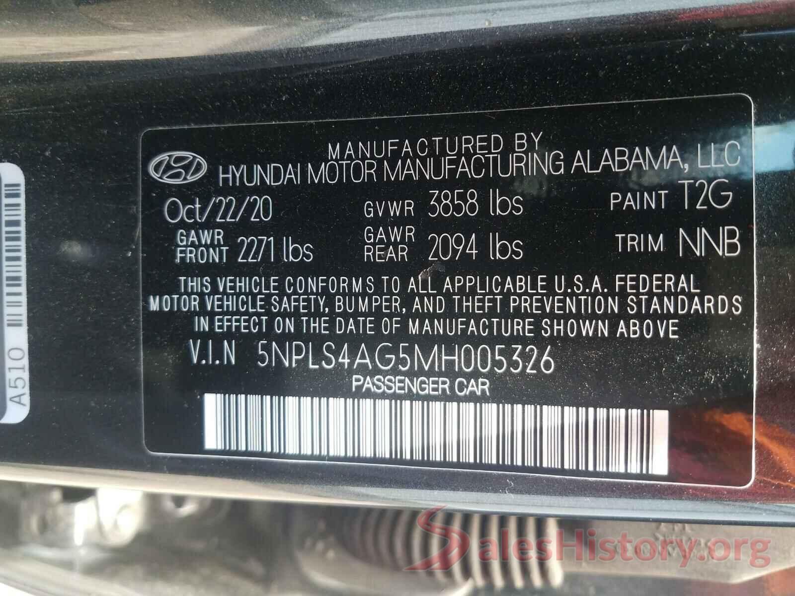 5NPLS4AG5MH005326 2021 HYUNDAI ELANTRA