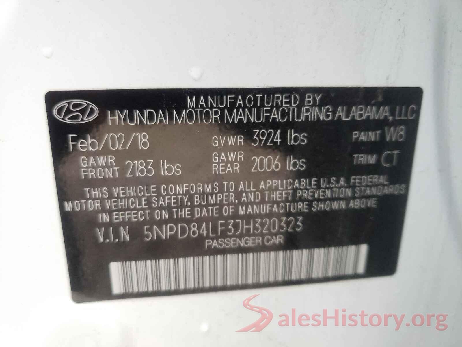 5NPD84LF3JH320323 2018 HYUNDAI ELANTRA