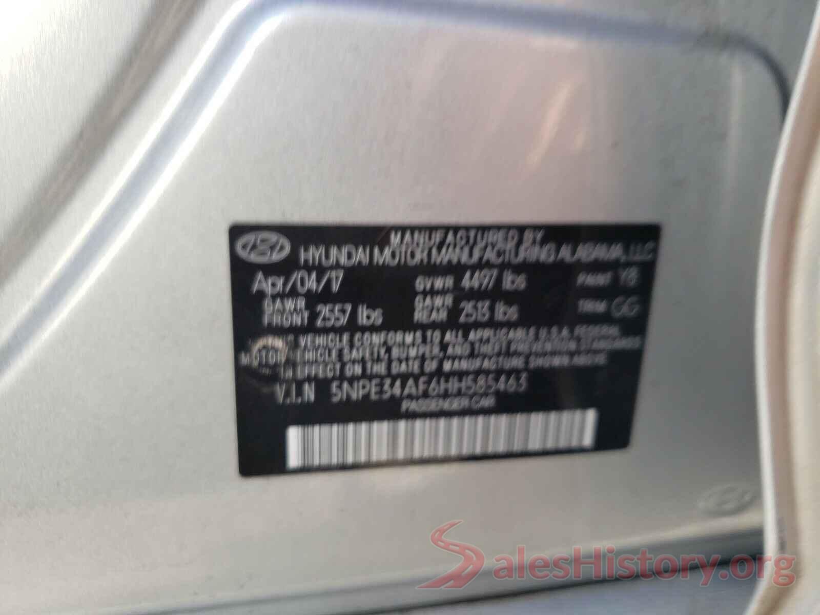 5NPE34AF6HH585463 2017 HYUNDAI SONATA