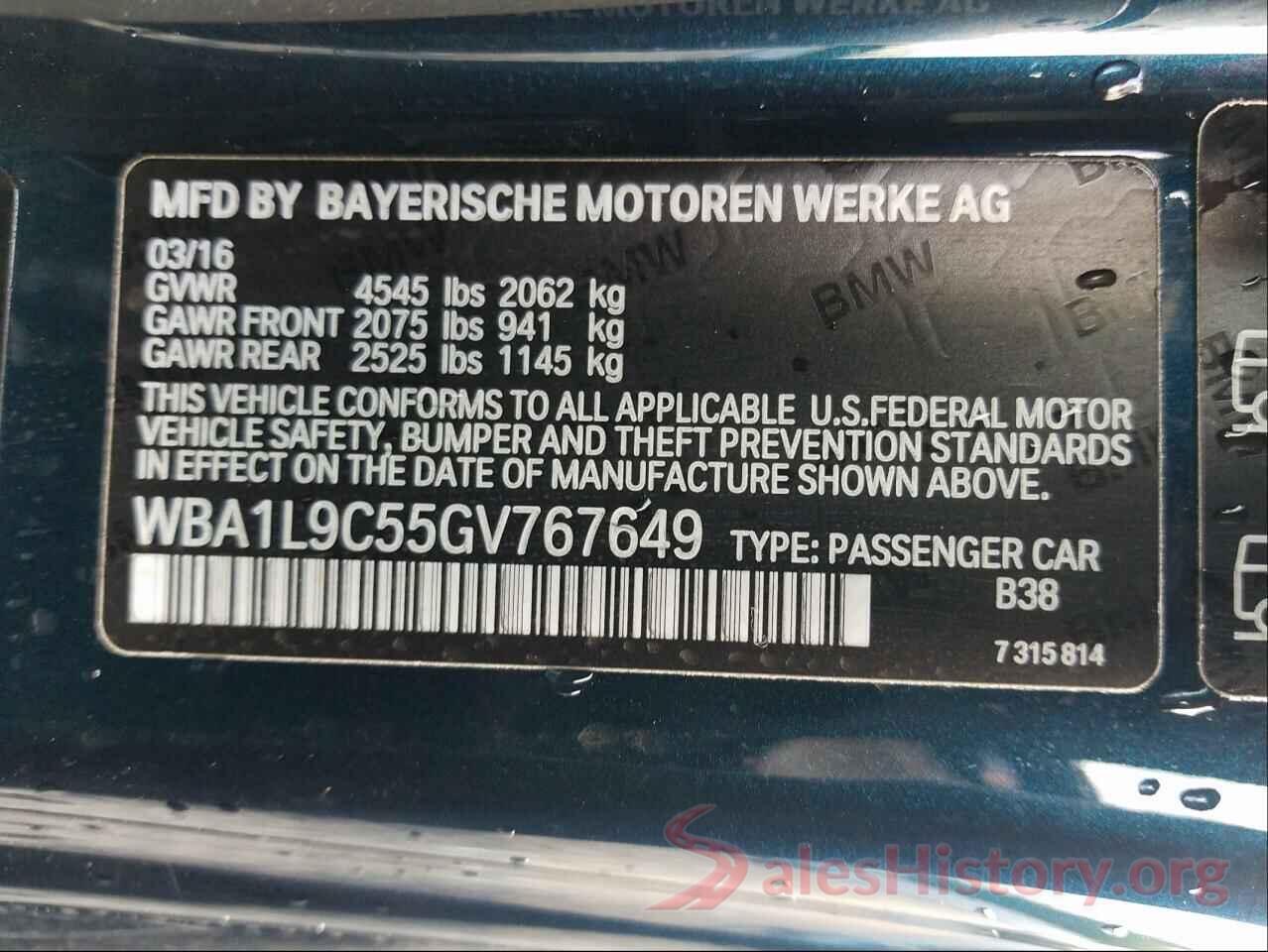 WBA1L9C55GV767649 2016 BMW 2 SERIES