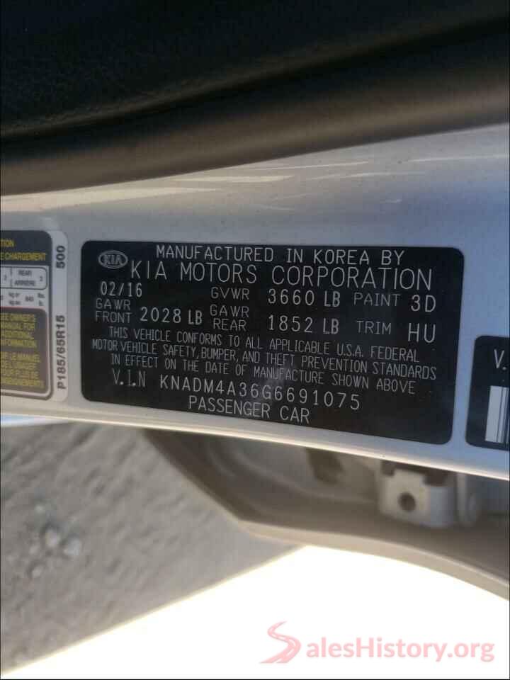 KNADM4A36G6691075 2016 KIA RIO