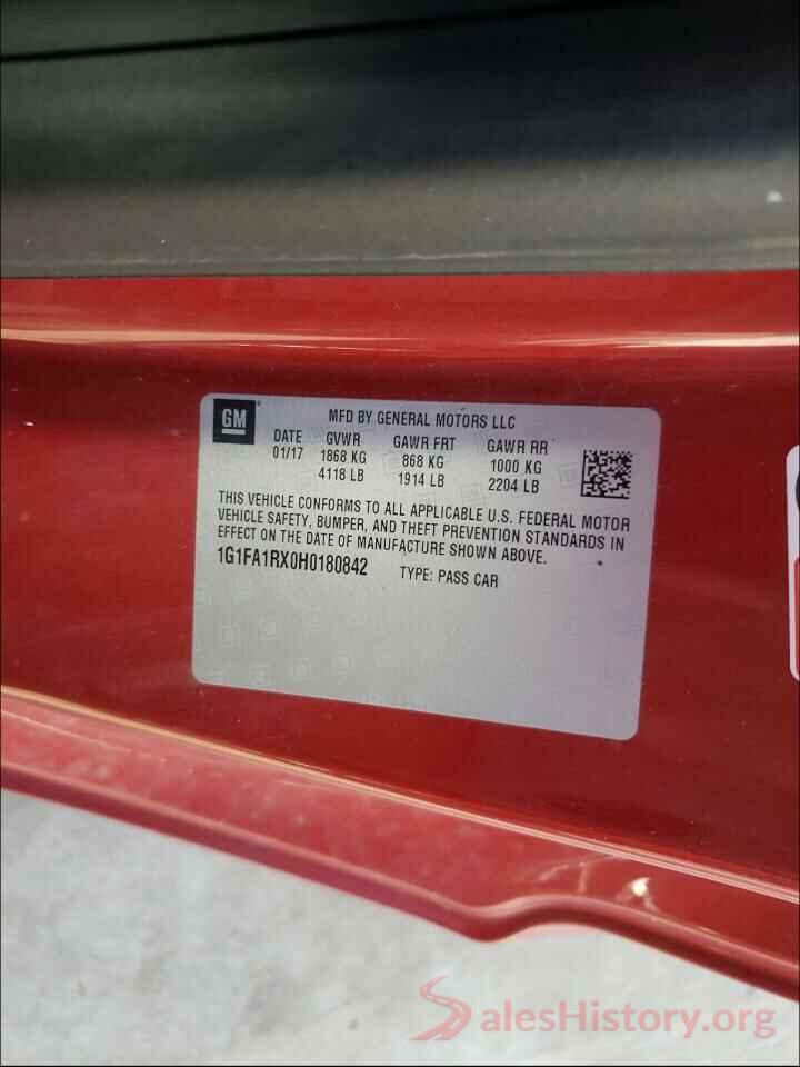 1G1FA1RX0H0180842 2017 CHEVROLET CAMARO