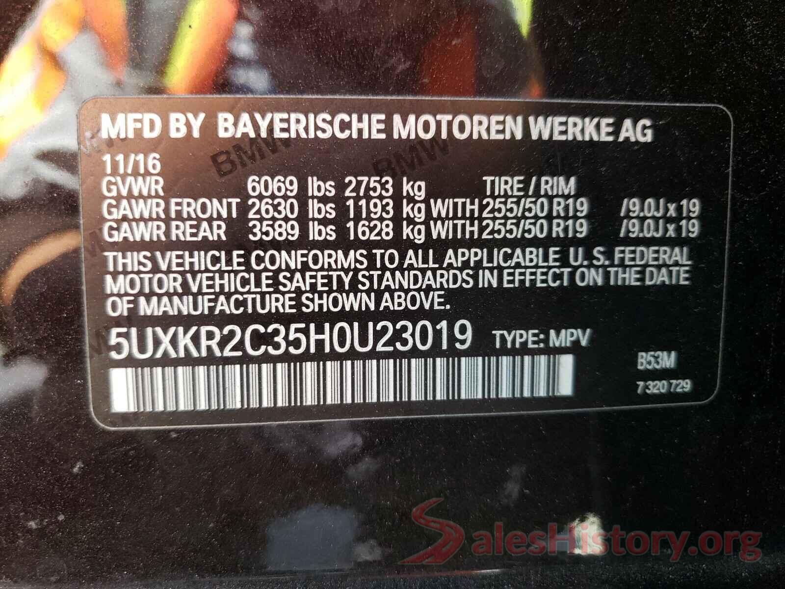 5UXKR2C35H0U23019 2017 BMW X5