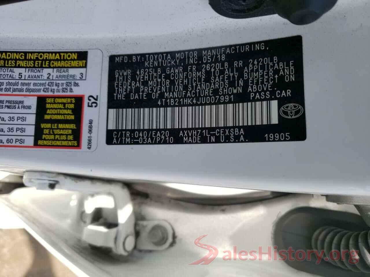 4T1B21HK4JU007991 2018 TOYOTA CAMRY