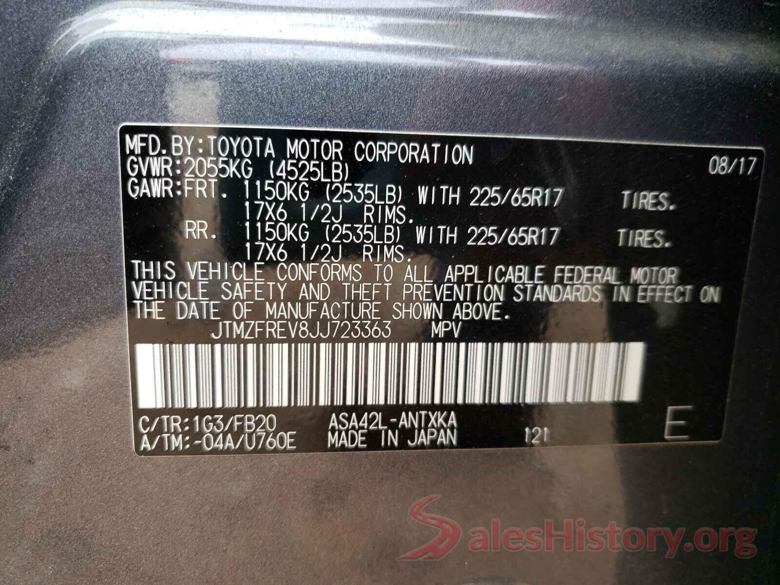 JTMZFREV8JJ723363 2018 TOYOTA RAV4