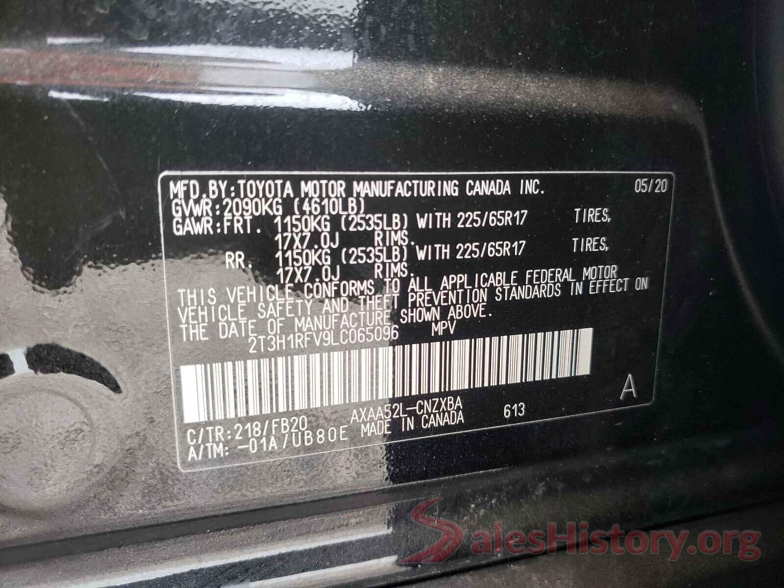 2T3H1RFV9LC065096 2020 TOYOTA RAV4