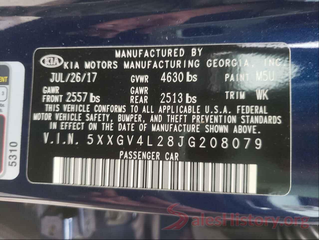 5XXGV4L28JG208079 2018 KIA OPTIMA