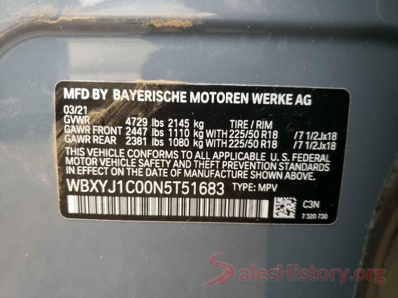 WBXYJ1C00N5T51683 2022 BMW X2