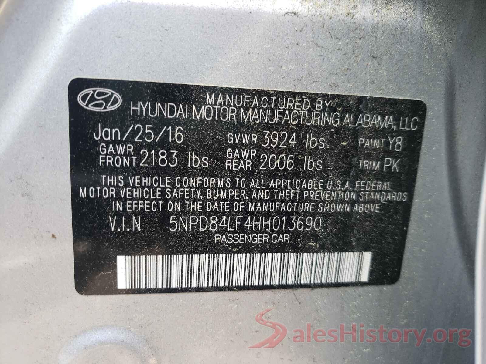 5NPD84LF4HH013690 2017 HYUNDAI ELANTRA