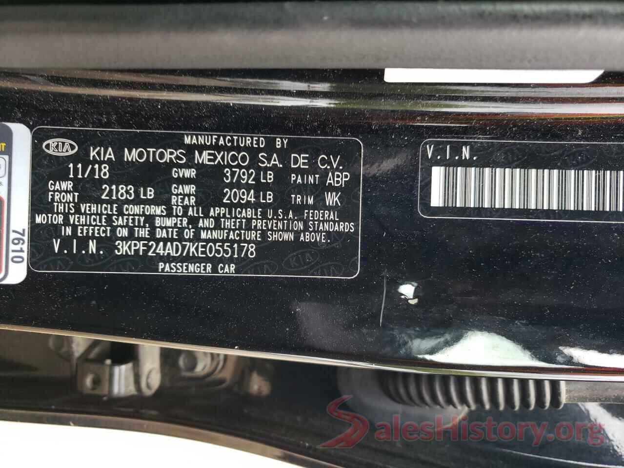 3KPF24AD7KE055178 2019 KIA FORTE