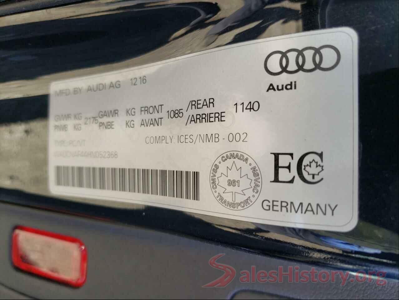 WAUCNAF44HN052368 2017 AUDI A4