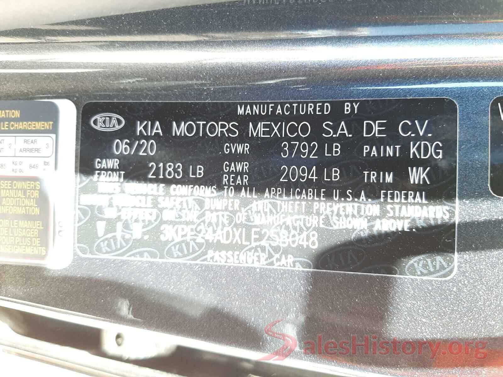 3KPF24ADXLE258048 2020 KIA FORTE