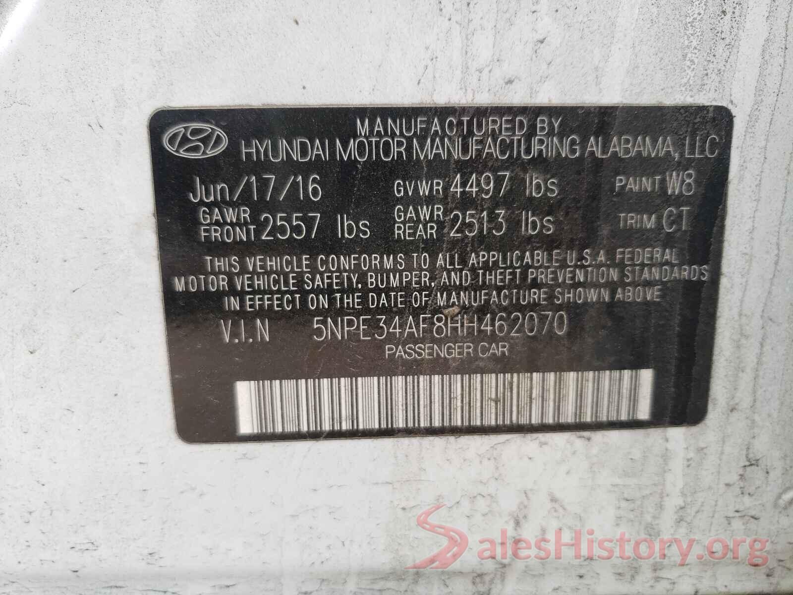 5NPE34AF8HH462070 2017 HYUNDAI SONATA