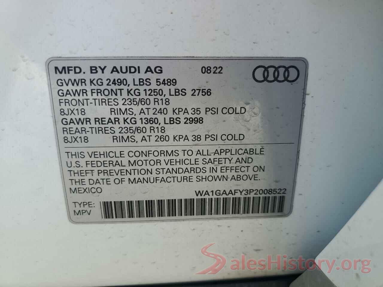 WA1GAAFY3P2008522 2023 AUDI Q5