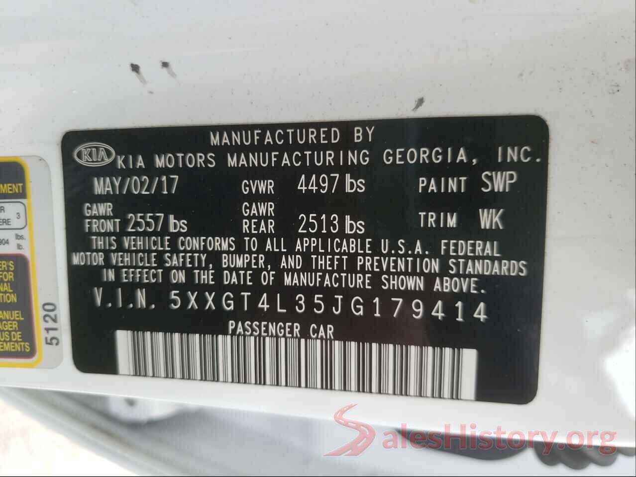 5XXGT4L35JG179414 2018 KIA OPTIMA